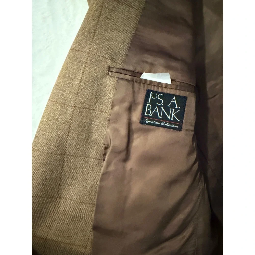 Jos. A.‎ Bank Signature Collection Brown Windowpane 100% Wool Blazer 42R Gordon